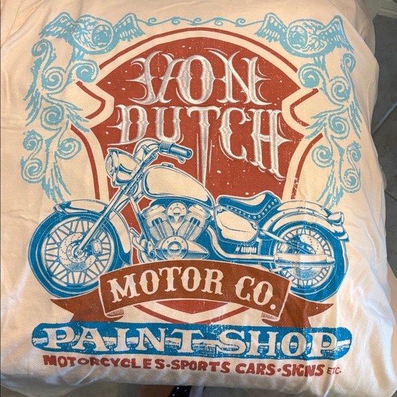 Von Dutch Motor Co. Motorcycle Paint Shop T-Shirt Mens XL Graphic Tee Beige NWT - Picture 1 of 7